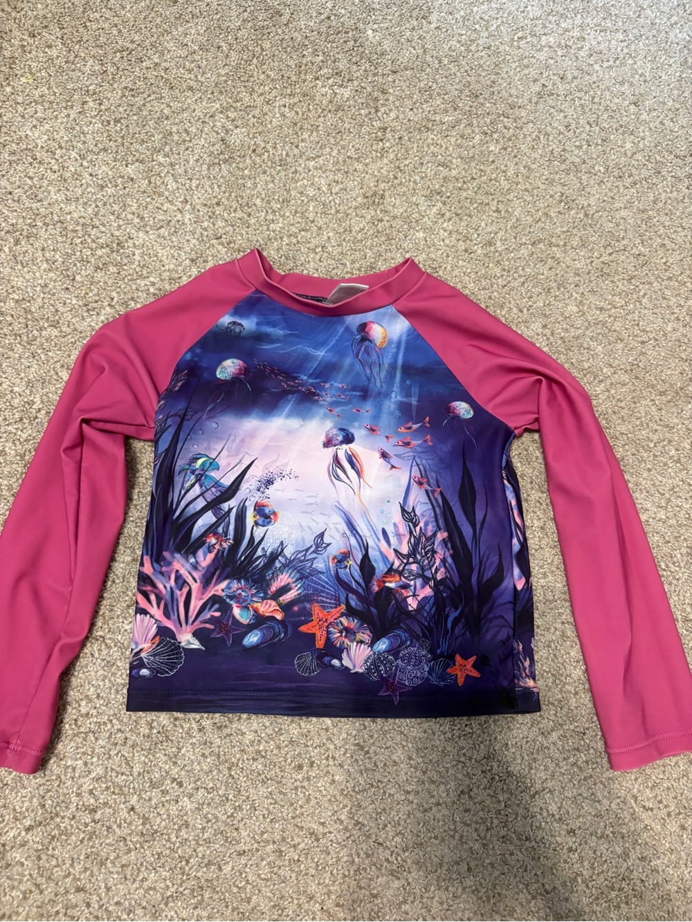 Girls Rash guard Size 3 Pink Blue UPF Jelly Fish Outdoor Summer Beach